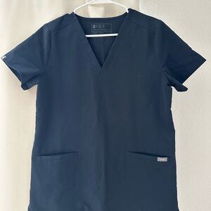 Figs Navy Short-Sleeve V-Neck Scrub Top